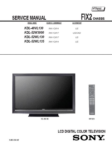 Sony Kdl 52wl135 Service Manual Repair Guide