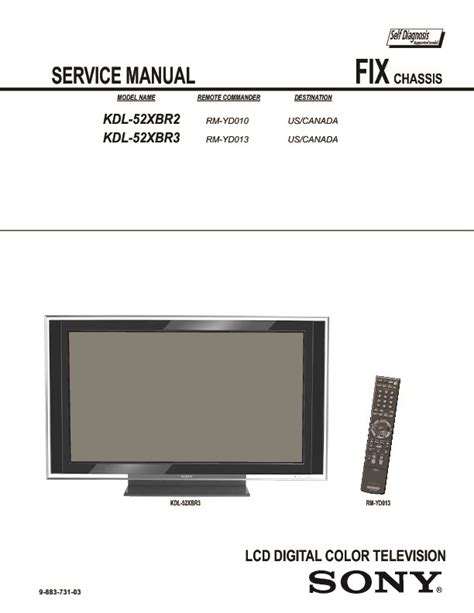 Sony Kdl 52xbr2 Service Manual Repair Guide