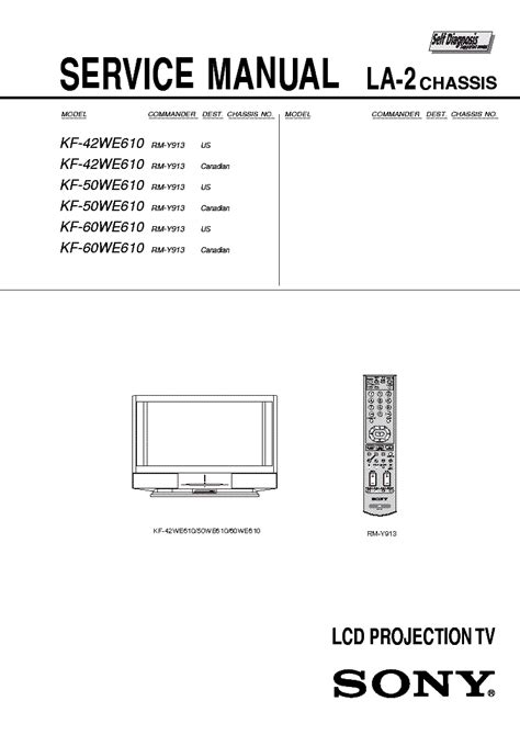 Sony Kf 42we610 Kf 50we610 Kf 60we6 10 Tv Service Manual Download