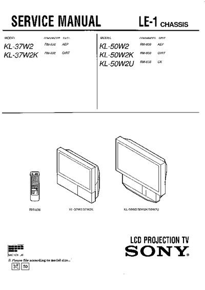 Sony Kl 37w2 Kl 50w2 Tv Service Manual Download