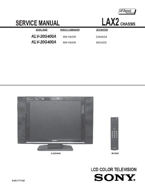 Sony Klv 20g400a Lcd Tv Service Manual Download