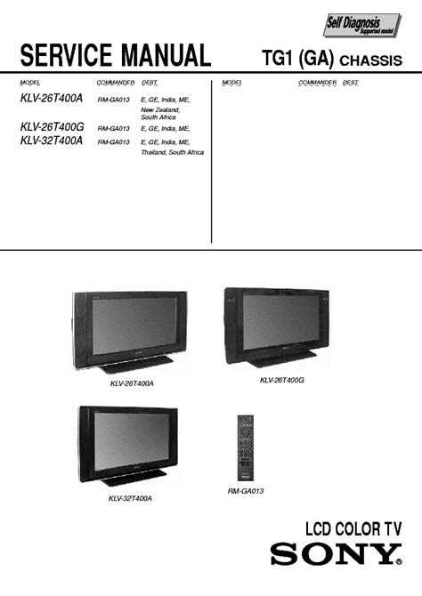 Sony Klv 26t400a Klv 26t400g Klv 32t400a Tv Service Manual