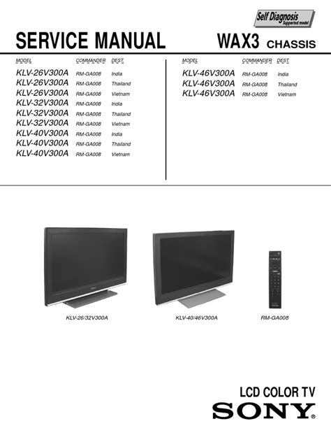 Sony Klv 26v300a Klv 32v300a Klv 40 V300a Klv 46v300a Tv Service Manual Download