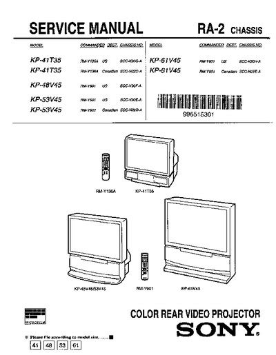 Sony Kp 41t35 48v45 53v45 61v45 Service Manual Download