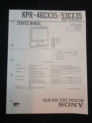 Sony Kpr 53cx35 Kpr 46cx35 Service Manual