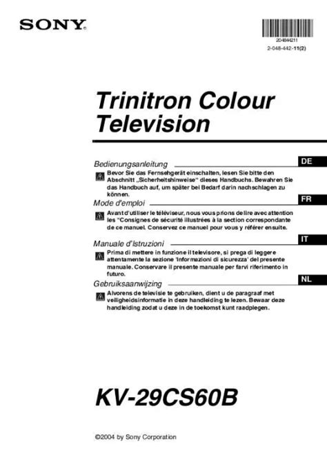 Sony Kv 29cs60b Kv 29cs60e Kv 29cs6 0k Tv Service Manual Download