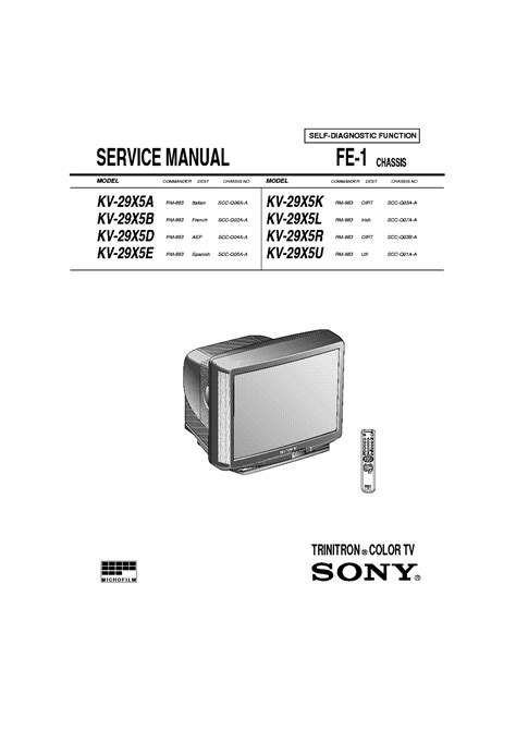 Sony Kv 29x5a B D E K L Ru Tv Service Manual Download