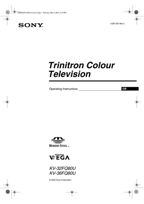 Sony Kv 32fq80 Trinitron Color Tv Service Manual Download