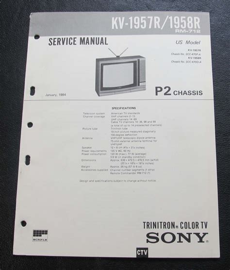 Sony Kv 32fx68 Trinitron Color Tv Service Manual