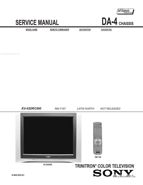 Sony Kv 32hs500 Trinitron Color Tv Service Manual