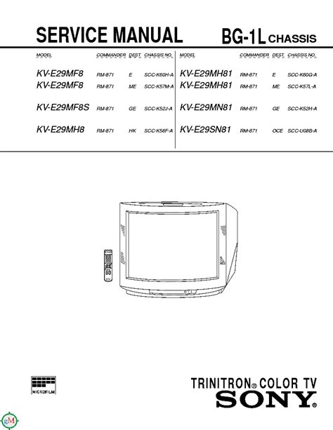 Sony Kv E29mf8 Mh8 Mh81 Mn81 Sn81 Trinitron Tv Service Manual Download