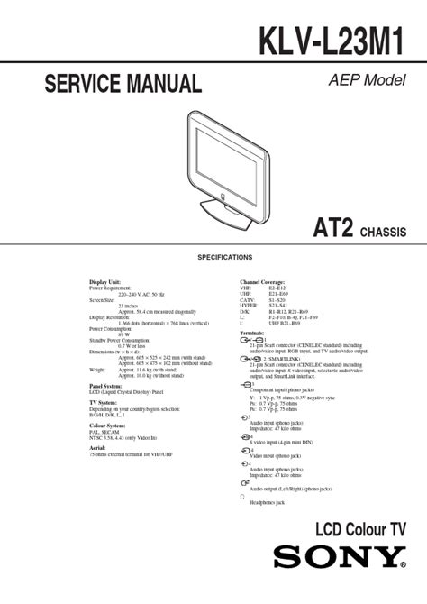 Sony Lcd Colour Tv Klv 23m1 Service Manual
