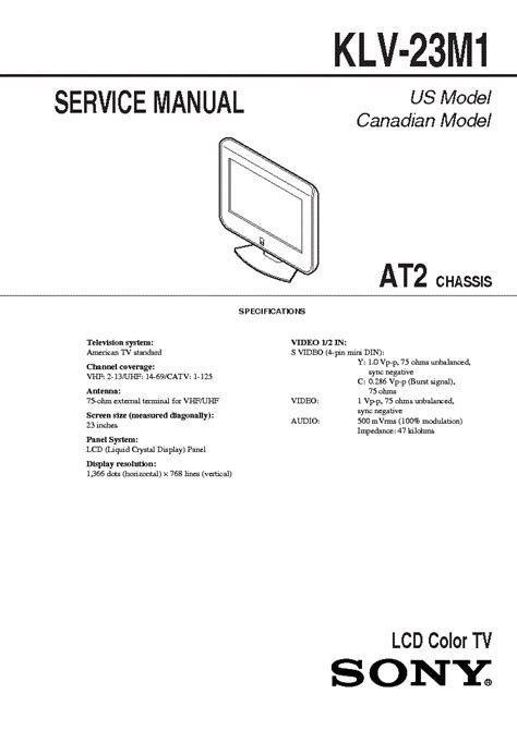 Sony Lcd Colour Tv Klv 23m1 Service Manual Download