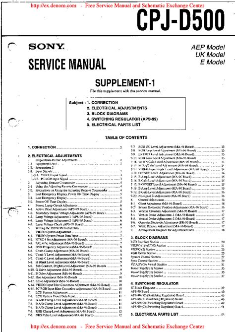 Sony Lcd Projector Cpj D500 Service Manual Download