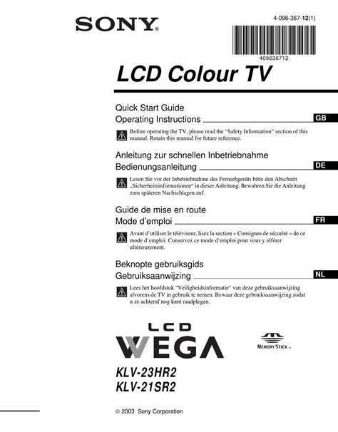 Sony Lcd Tv Klv 21sr2 Service Manual