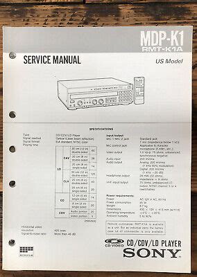 Sony Mdp 510 Mdp 722gx Cd Cdv Ld Player Service Manual