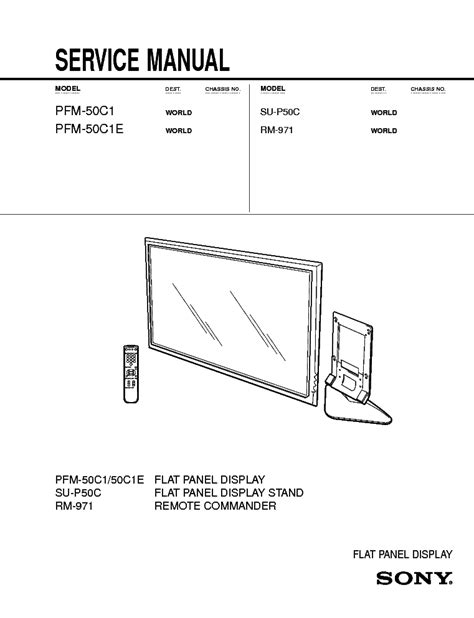 Sony Pdp Pfm 50c1 Pfm 50c1e Service Manual Download