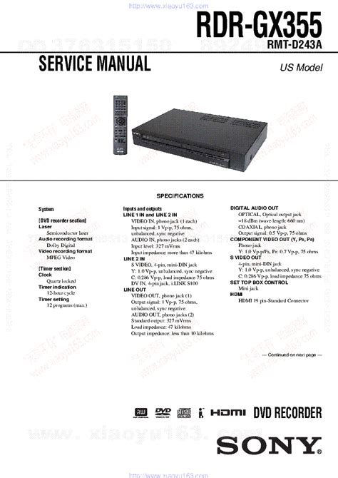 Sony Rdr Gx355 Dvd Recorder Service Manual Download