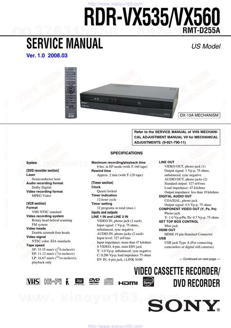 Sony Rdr Vx560 Rdr Vx535 Service Manual