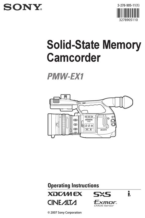 Sony Solid State Memory Camcorder Pmw Ex1 Service Manual