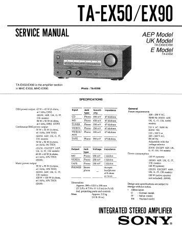 Sony Ta Ex50 Ta Ex90 Amplifier Service Repair Manual