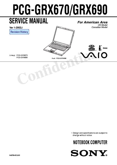 Sony Vaio Pcg Grx670 Grx690 Laptop Service Repair Manual