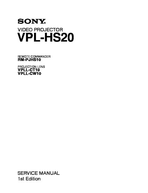 Sony Video Projector Vpl Hs20 Service Manual Download