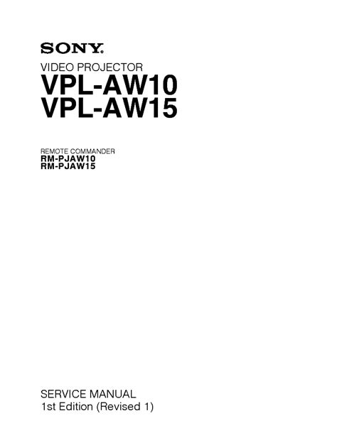 Sony Vpl Aw10 Vpl Aw15 Video Projector Service Manual