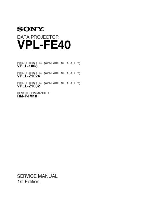 Sony Vpl Fe40 Data Projector Service Manual Download