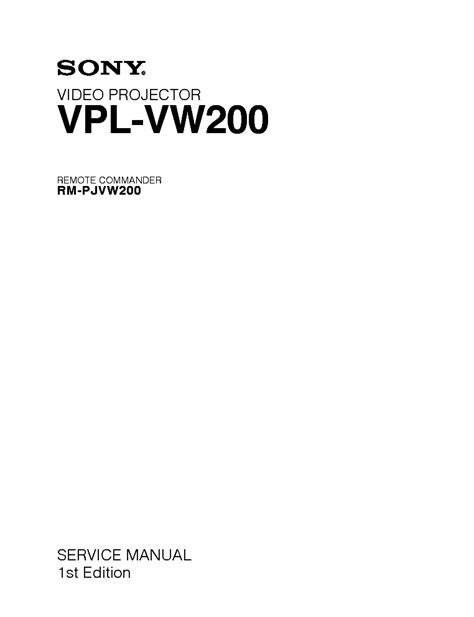 Sony Vpl Vw200 Video Projector Service Manual Downoad