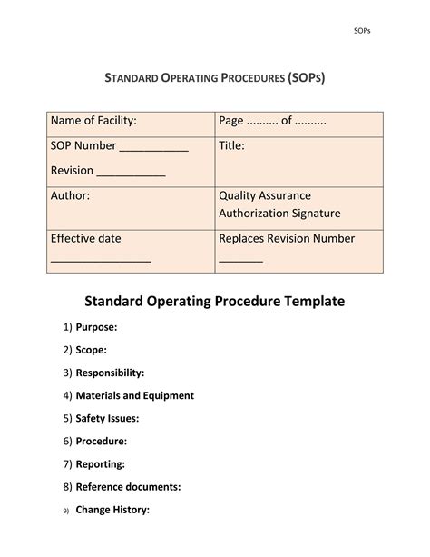Sop Template For Business