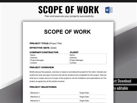 Sow Scope Of Work Template