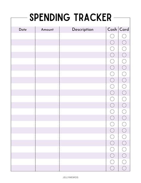 Spending Tracker Printable