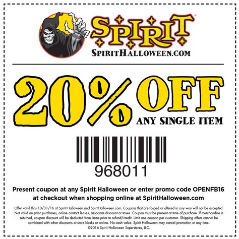 Spirit Halloween In Store Printable Coupon