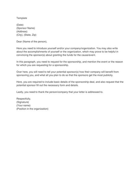 Sponsor Letter Template