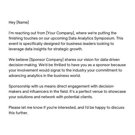 Sponsorship Email Template
