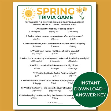 Spring Trivia For Seniors Printable