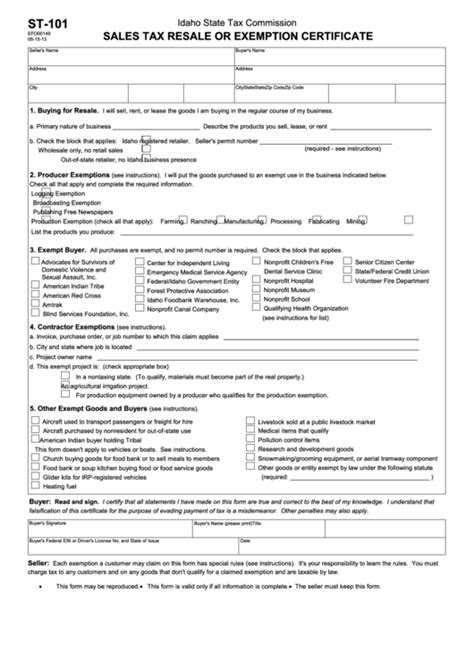 St 101 Printable Form