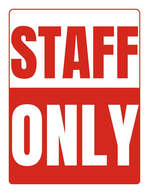 Staff Only Sign Printable