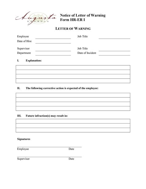 Staff Warning Letter Template