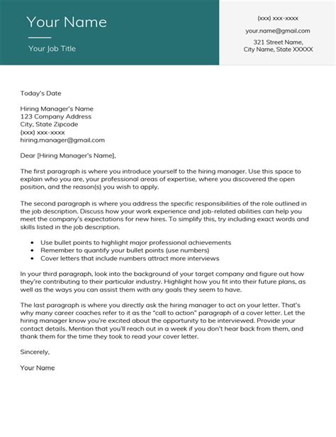 Stanford Cover Letter Template