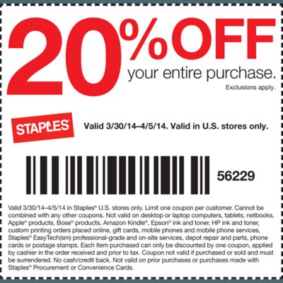 Staples Coupon Code $20 Off $100 Printable