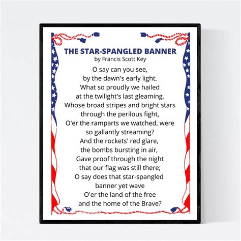 Star Spangled Banner Words Printable
