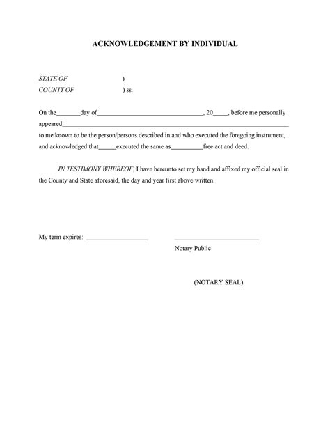 Statement Of Acknowledgement Template