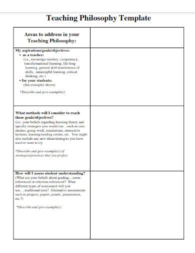 Statement Of Educational Philosophy Template