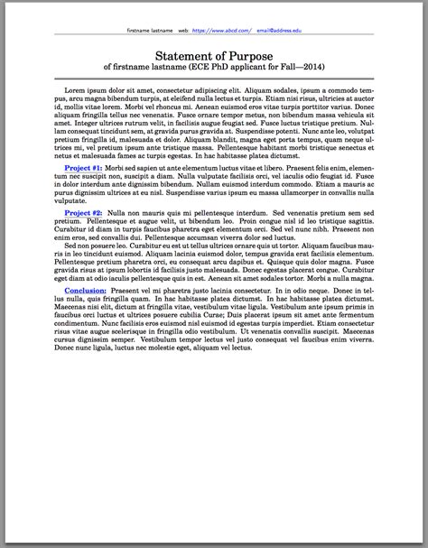 Statement Of Purpose Latex Template