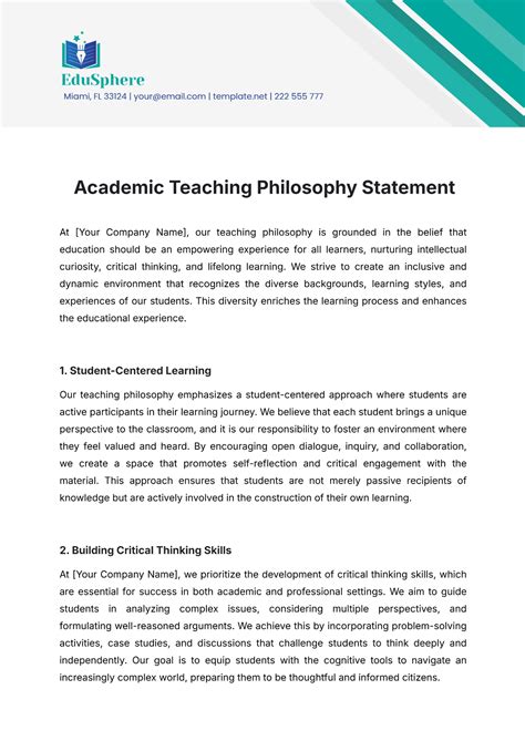Statement Of Teaching Philosophy Template