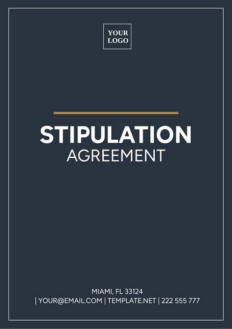 Stipulation Agreement Template