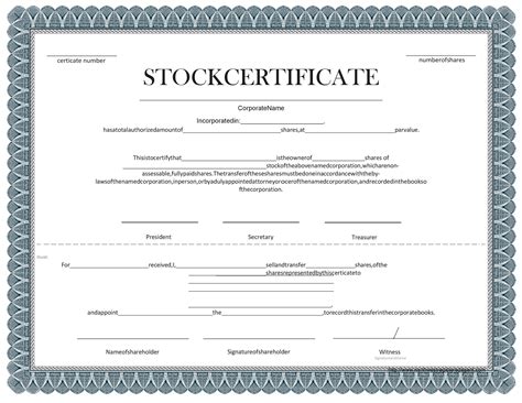 Stock Certificate Template For Word