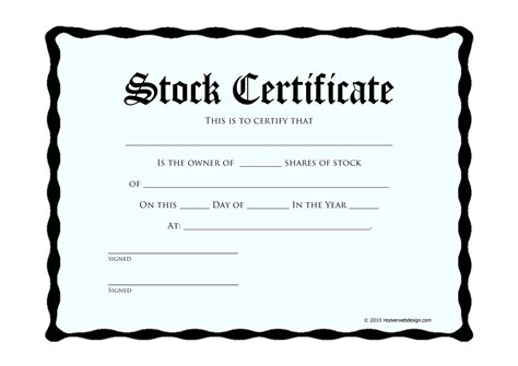 Stock Certificate Template Word